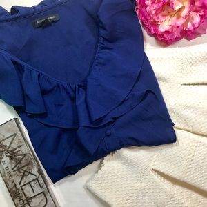 Navy Banana Republic Ruffle Blouse - Size Med